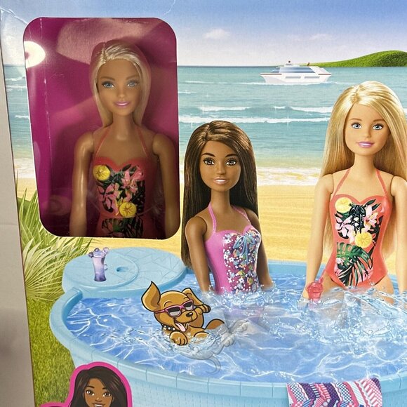 Barbie Pool Set  New In Box  Barbie With Pool Slide Towel And Two Glasses - Picture 4 of 7